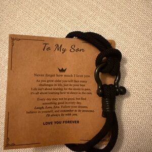 Black Rope Bracelet with Inspirational Card